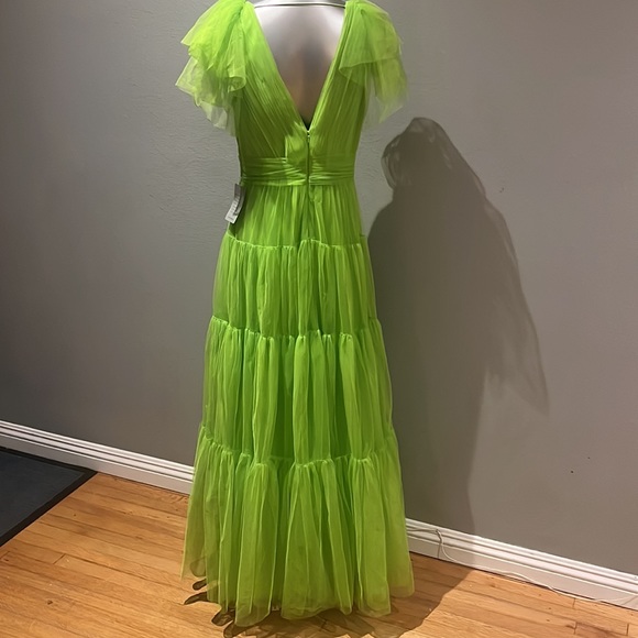 Ml Monique Lhuillier womens Tulle Gown Neon Green NWT - Picture 6 of 17